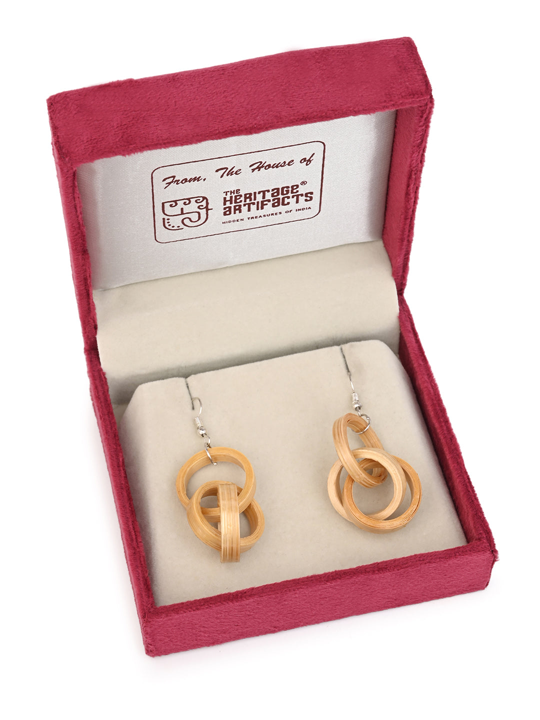 MAURYANA - Bamboo crafted 3 circles design earring set