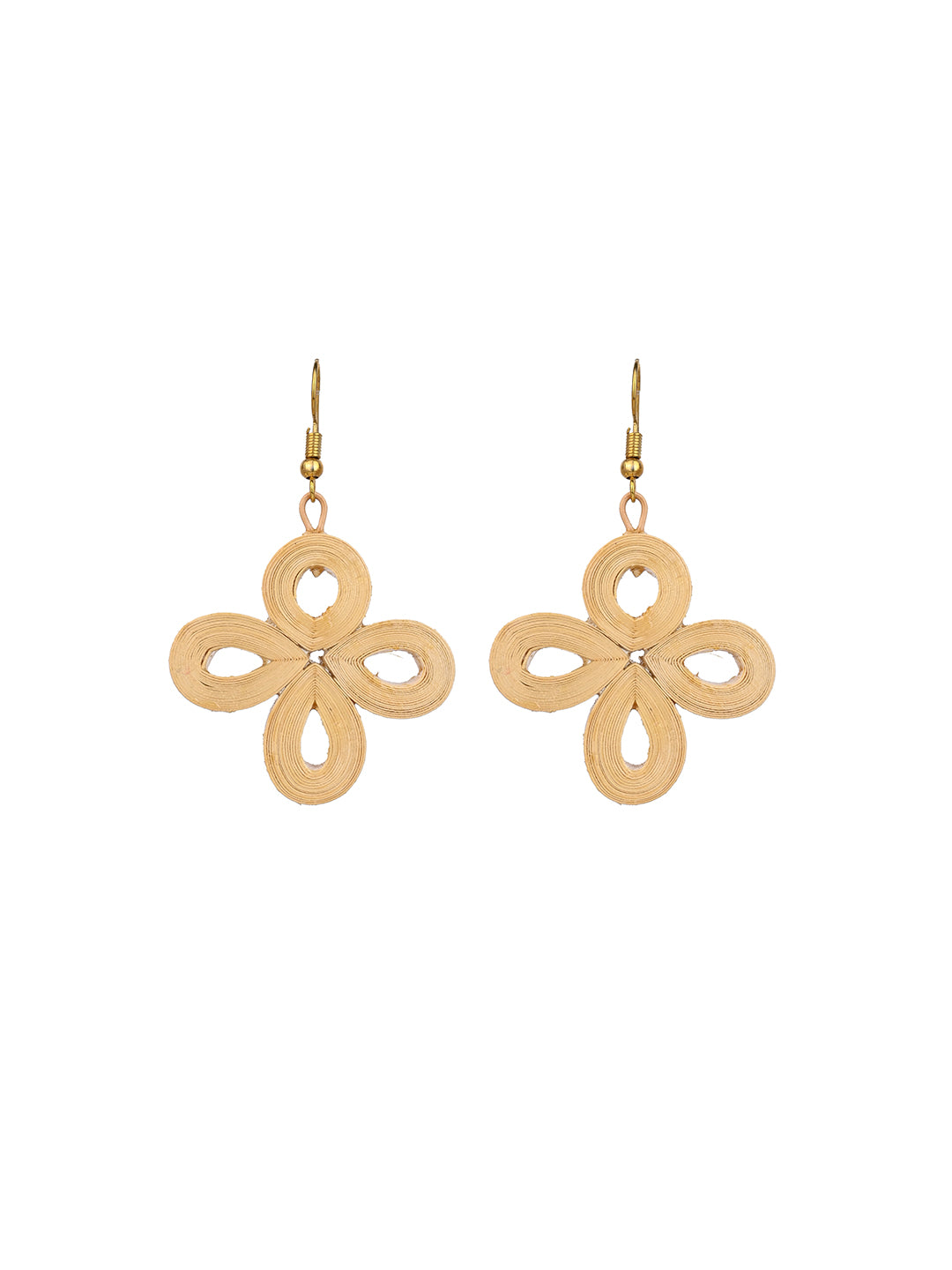MAURYANA - Bamboo crafted floral pendant necklace set with earrings