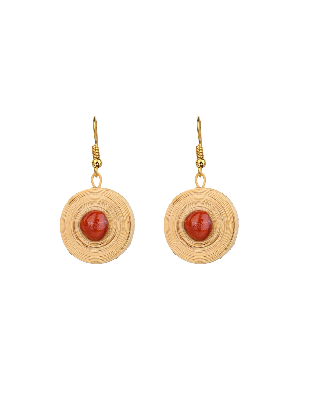 MAURYANA - Bamboo crafted flower design pendant necklace with earrings - adjustable length