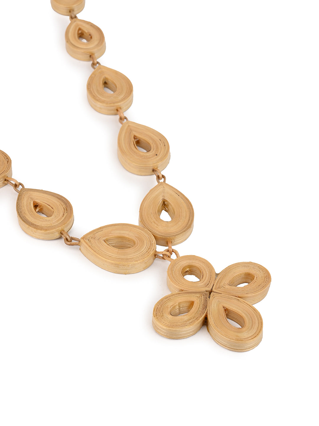 MAURYANA - Bamboo crafted floral pendant necklace set with earrings