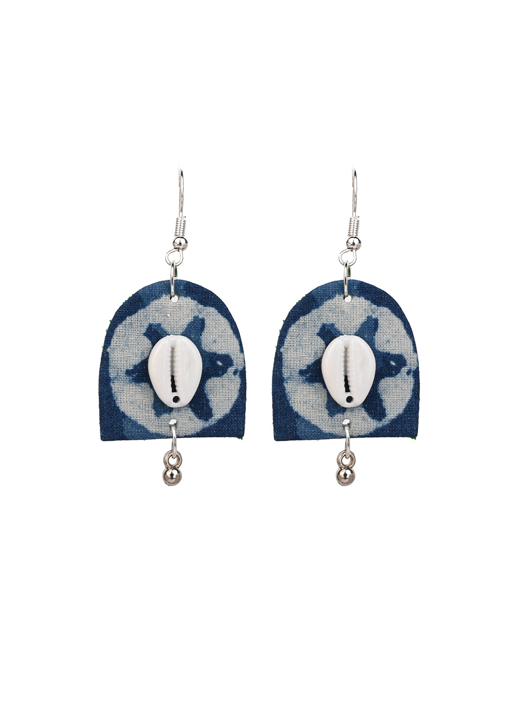 MAURYANA - Fabric and metal crafted blue necklace set with earrings - one size