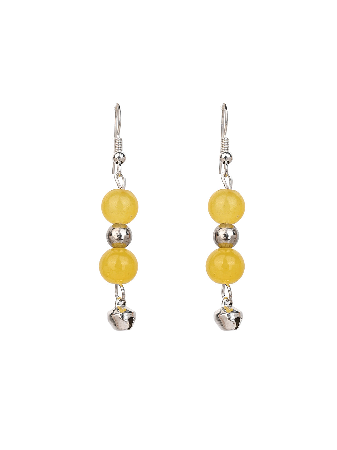 MAURYANA - Yellow color beaded necklace with metal pendant and earrings - adjustable length