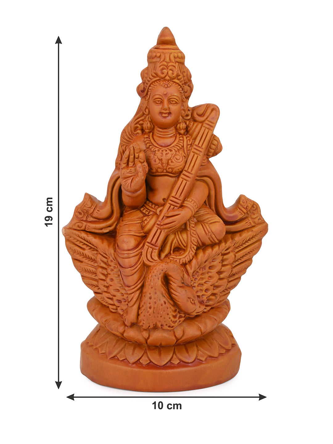 Terracotta Art Devi Saraswati idol for Home Decor - 6 inches