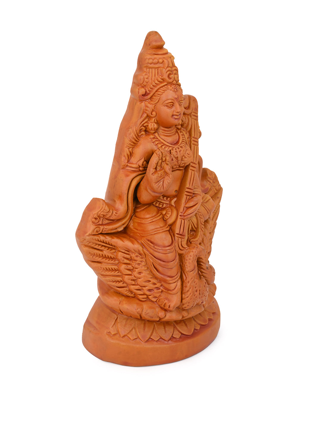 Terracotta Art Devi Saraswati idol for Home Decor - 6 inches