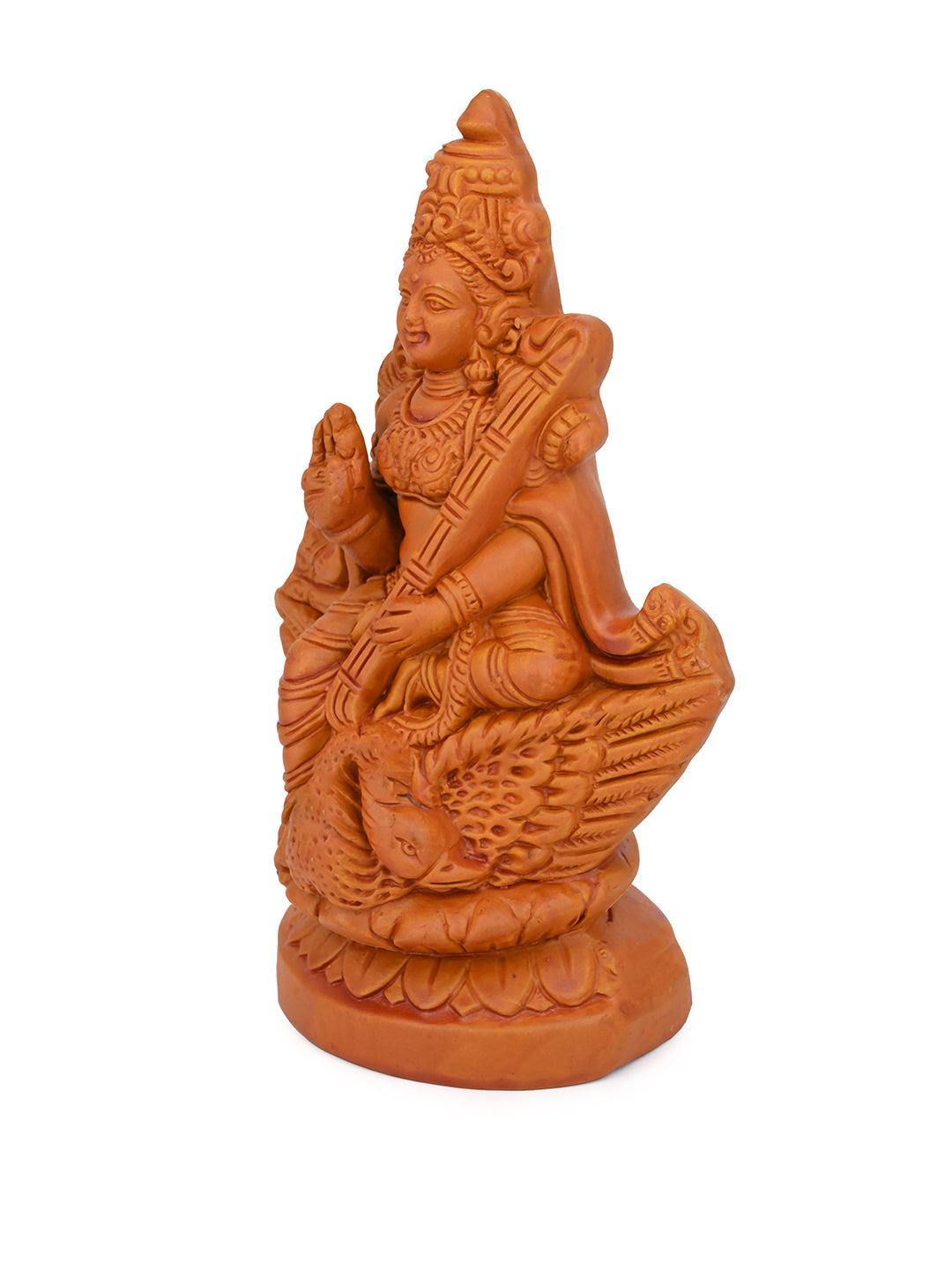 Terracotta Art Devi Saraswati idol for Home Decor - 6 inches