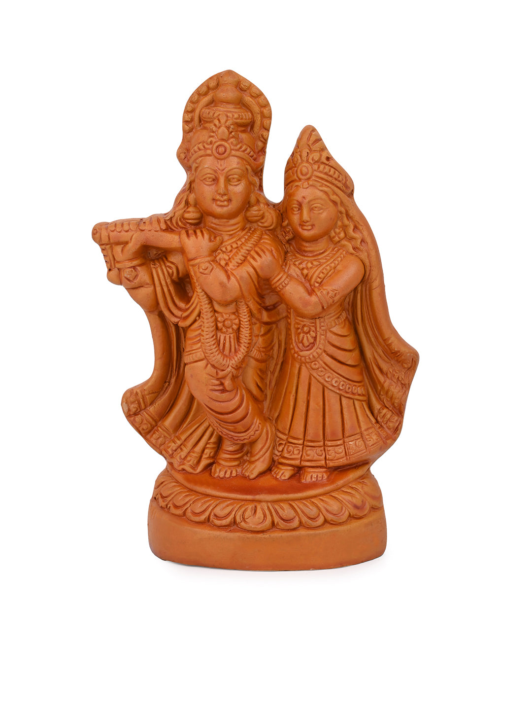 Terracotta Art Radha Krishna idol for Home Decor - 6 inches