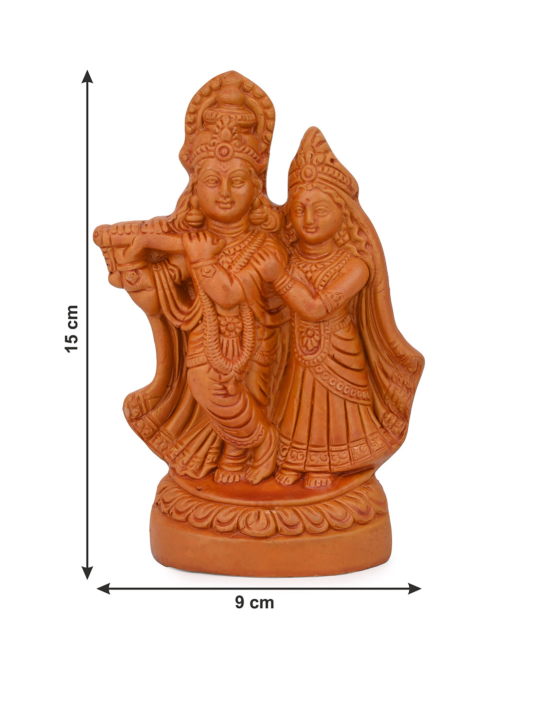 Terracotta Art Radha Krishna idol for Home Decor - 6 inches