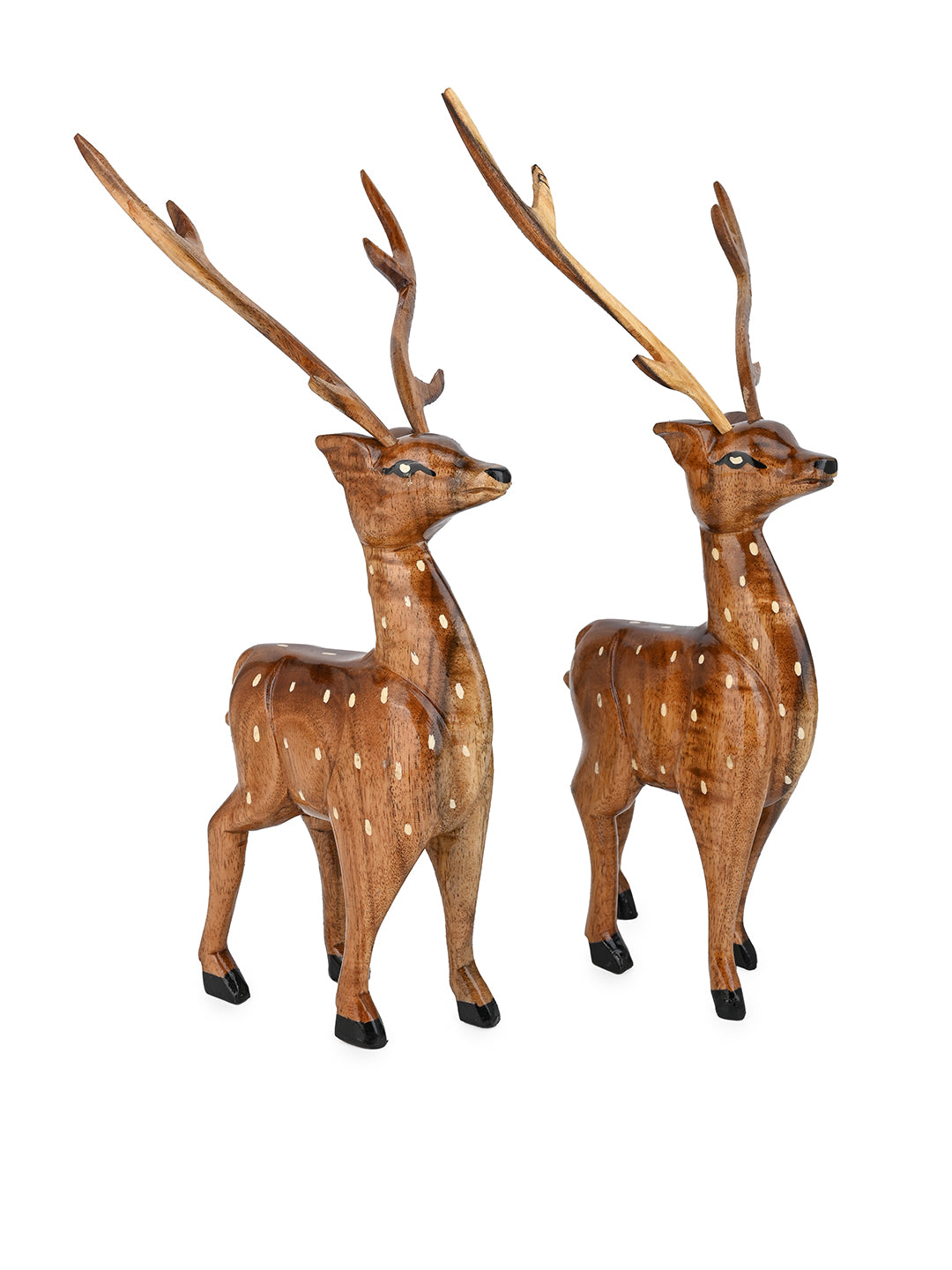 Mango wood crafted Deer pair for home and office decor - 10 inches height