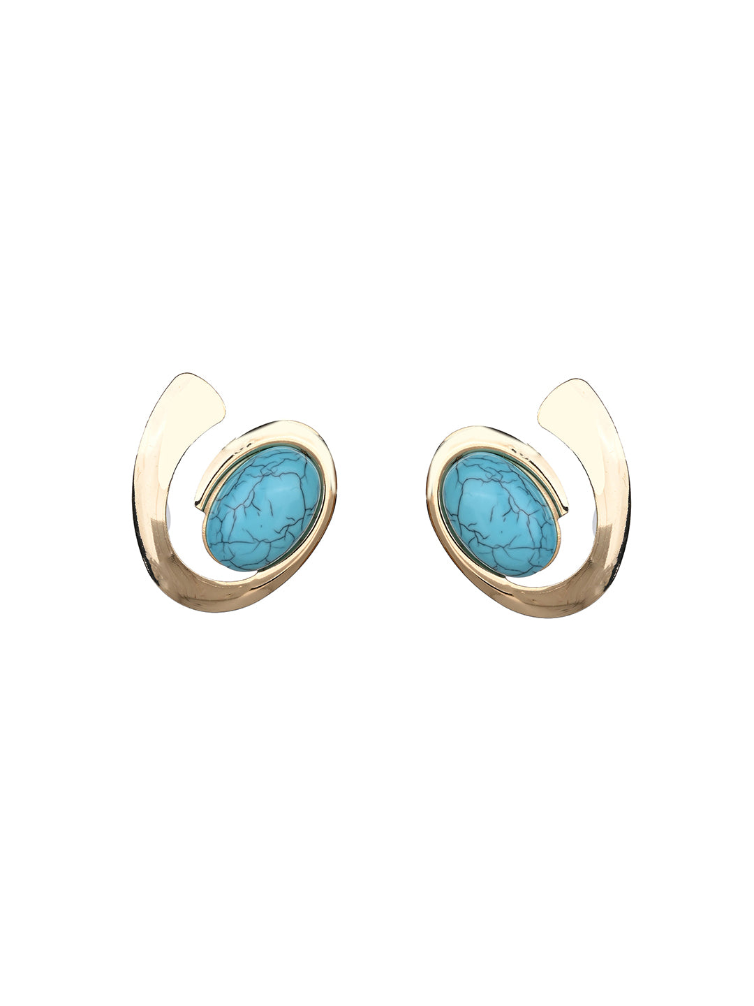 MAURYANA - Gold and Turquoise Pendant with Leather Strap Necklace and Matching Earrings