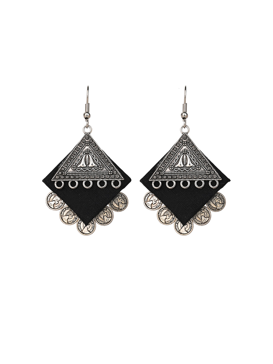 MAURYANA - Fabric crafted with metal pendant necklace set with earrings - adjustable length