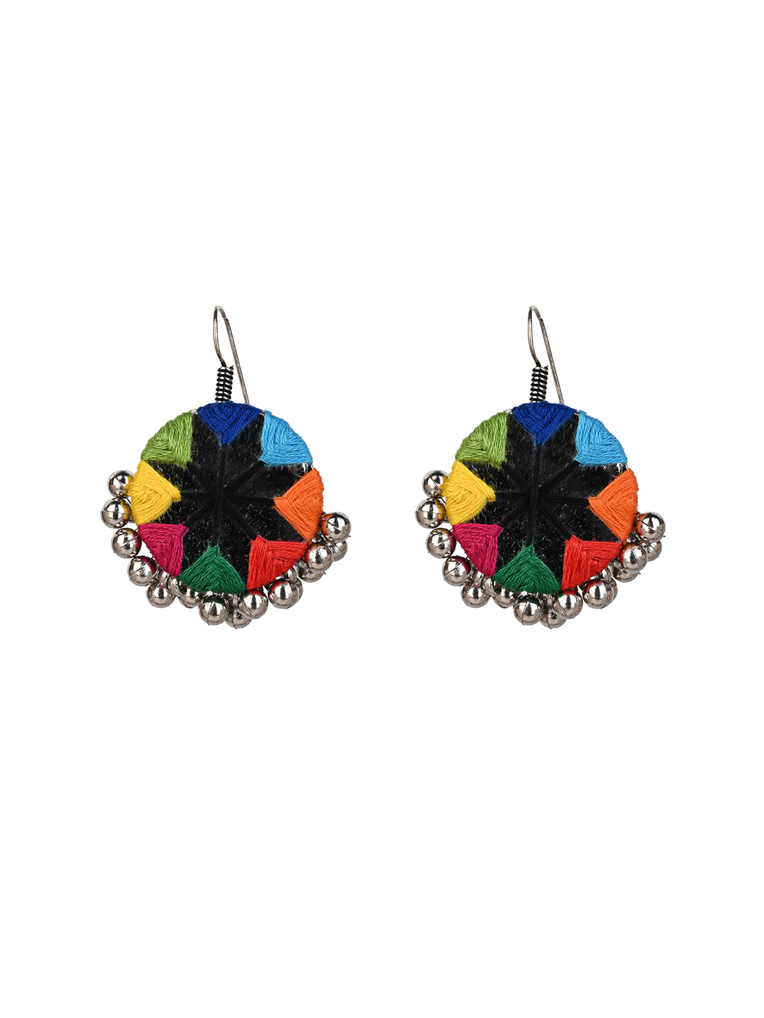 MAURYANA - Colorful embroidered hasuli necklace set with earrings - adjustable opening