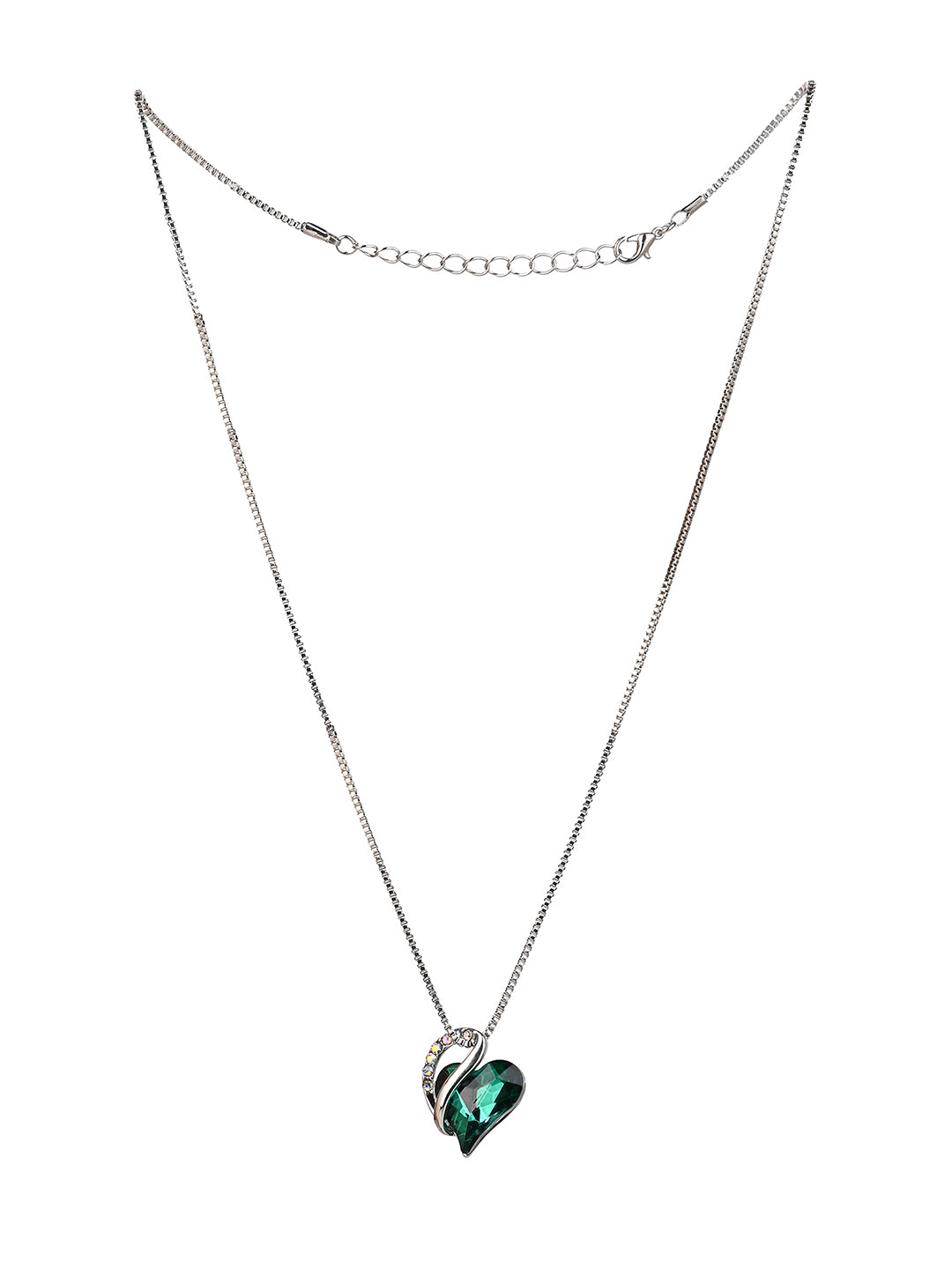 MAURYANA - Rhinestone Heart Shaped Pendant Necklace - Available in 3 colors options