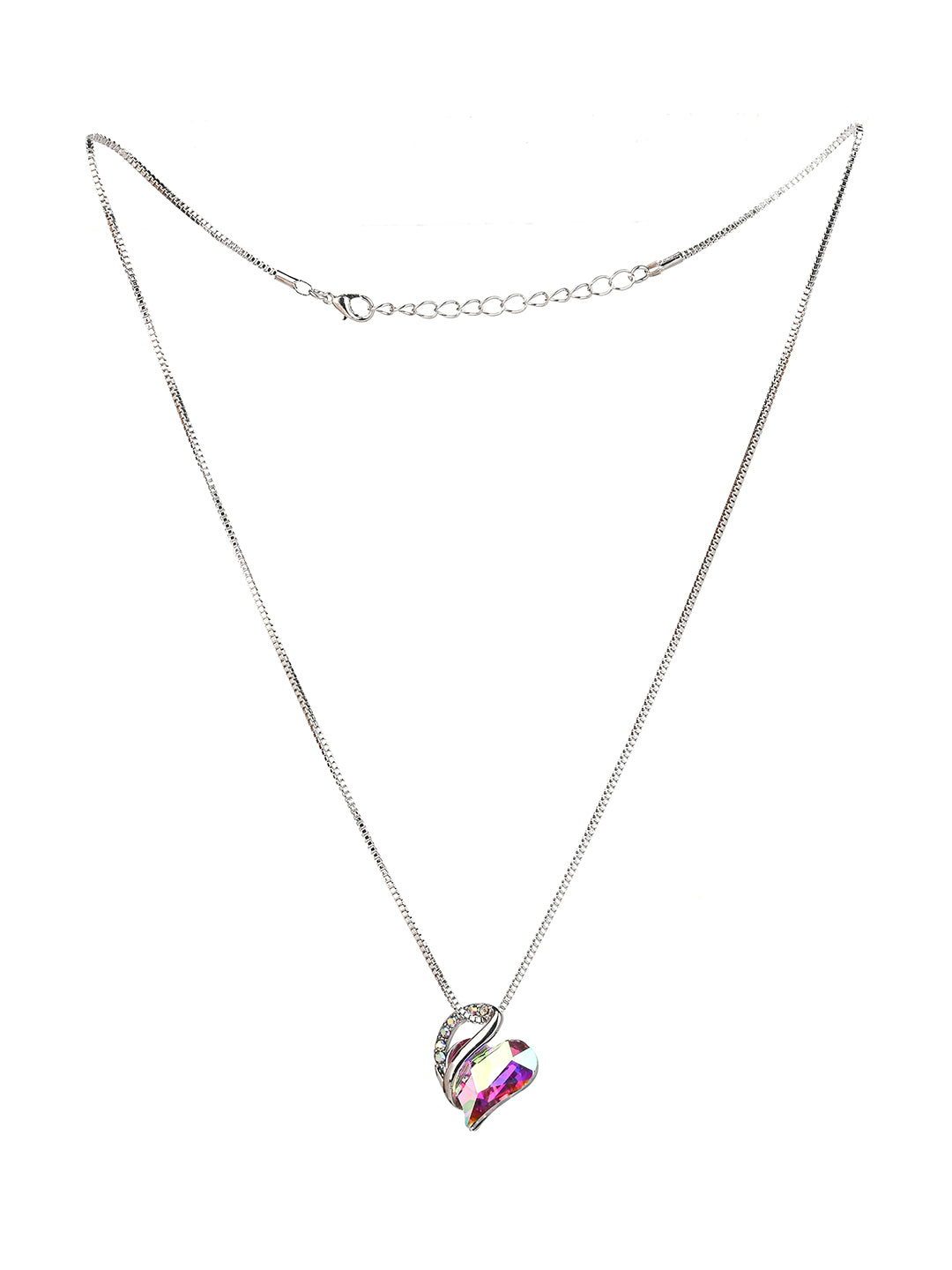 MAURYANA - Rhinestone Heart Shaped Pendant Necklace - Available in 3 colors options