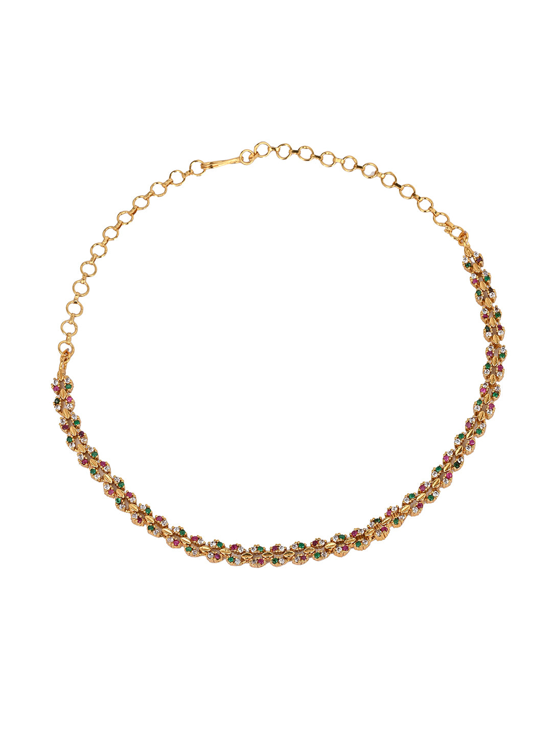 MAURYANA - Kundan mina AD stone studded necklace with earring set - one size