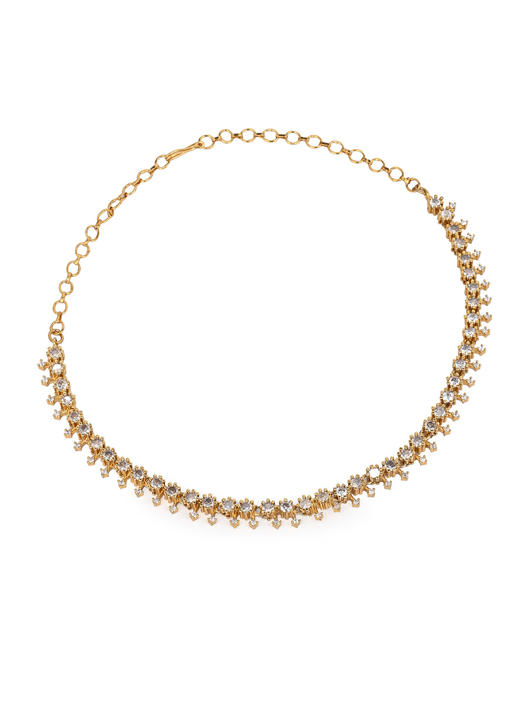 MAURYANA - Kundan mina necklace with leaf design and colorful stone work with pair of earrings - one size