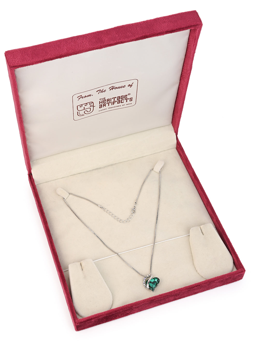 MAURYANA - Rhinestone Heart Shaped Pendant Necklace - Available in 3 colors options