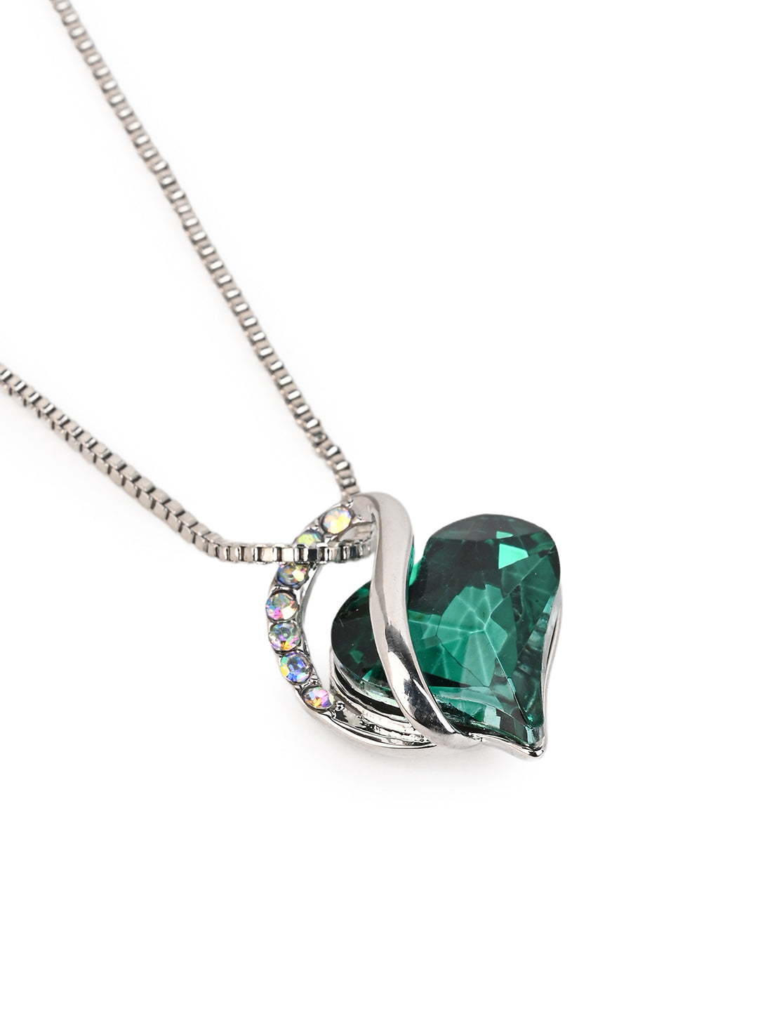 MAURYANA - Rhinestone Heart Shaped Pendant Necklace - Available in 3 colors options