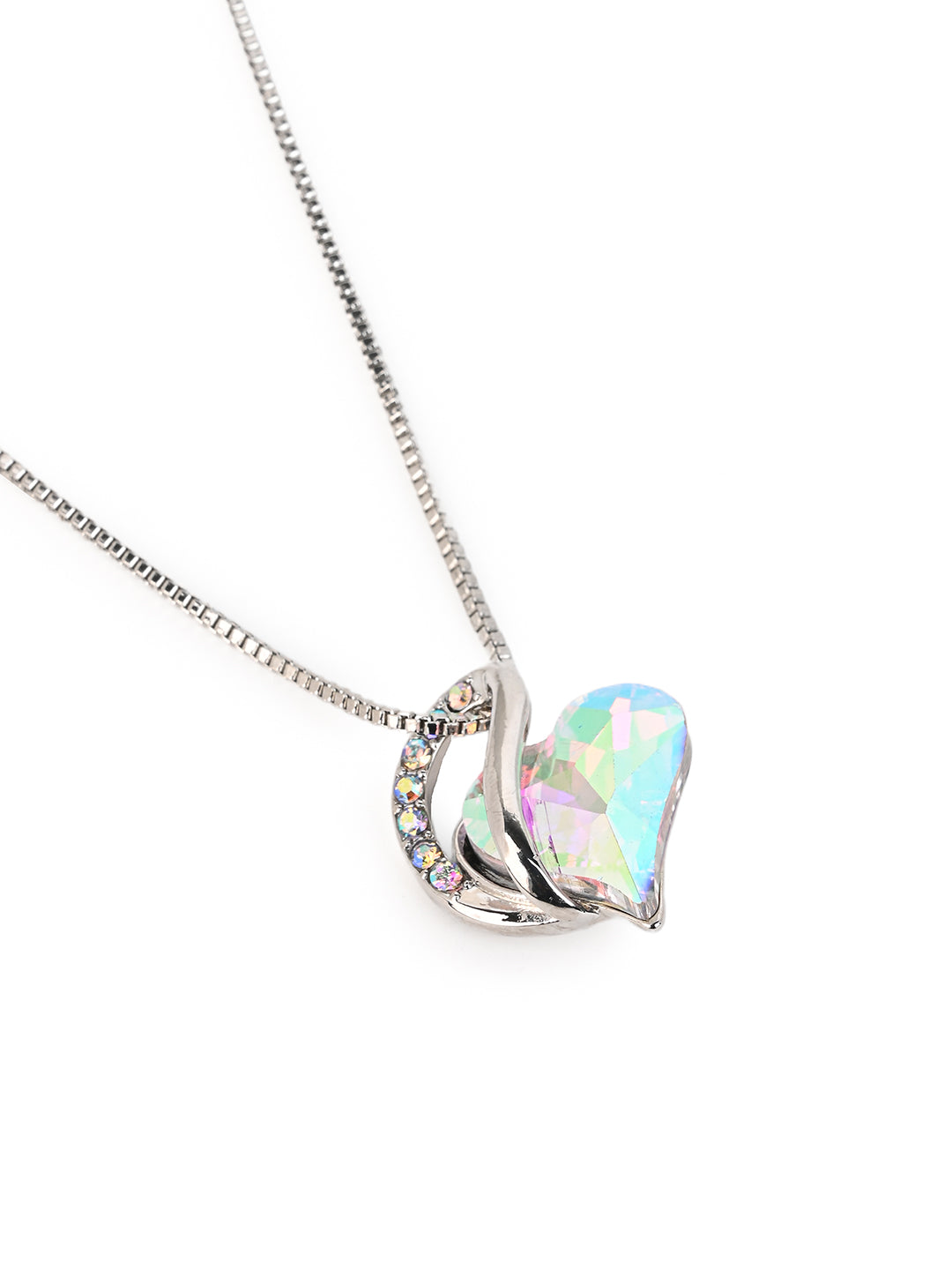 MAURYANA - Rhinestone Heart Shaped Pendant Necklace - Available in 3 colors options
