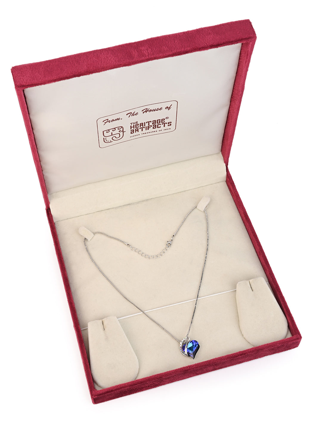 MAURYANA - Rhinestone Heart Shaped Pendant Necklace - Available in 3 colors options