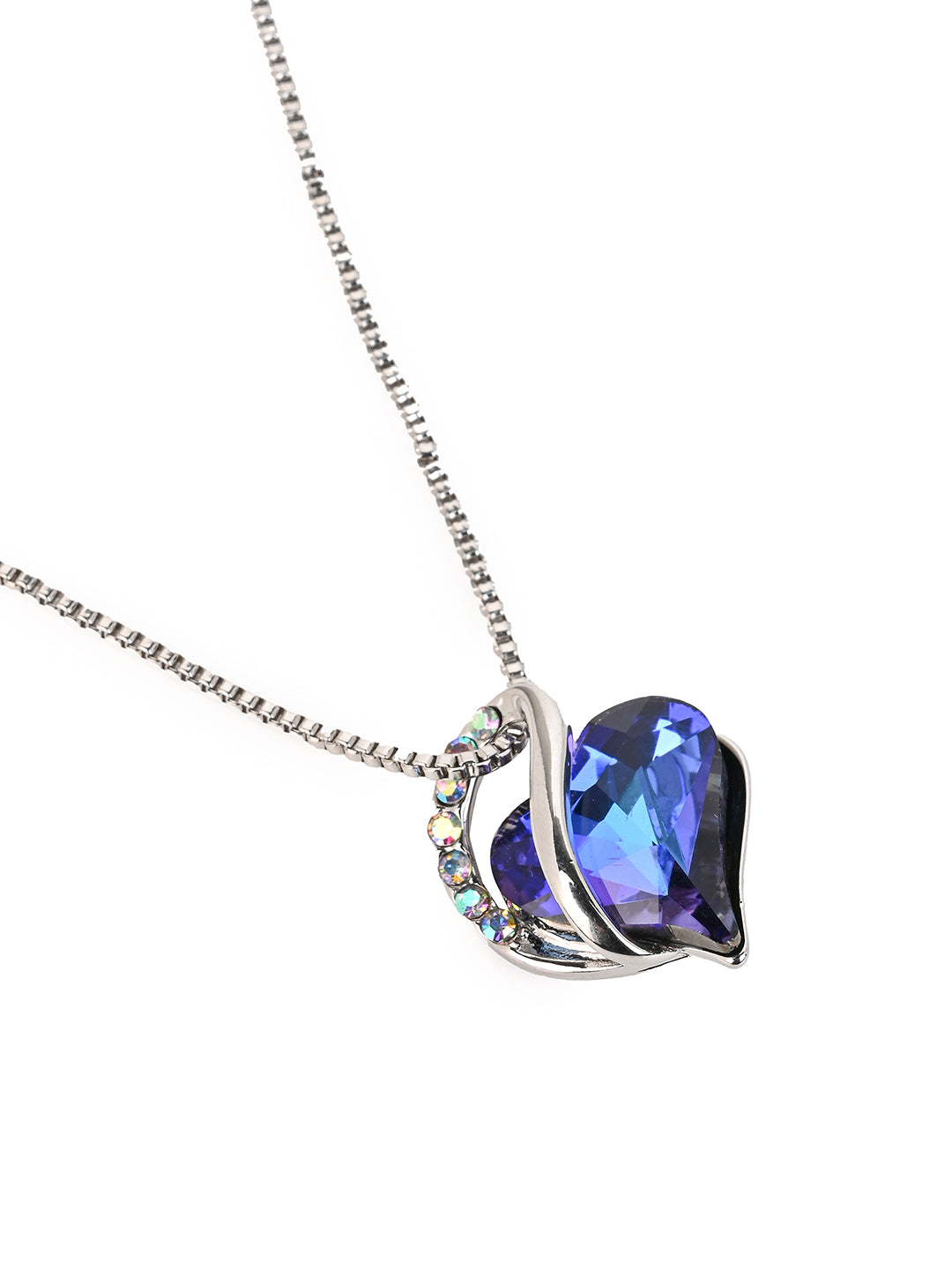 MAURYANA - Rhinestone Heart Shaped Pendant Necklace - Available in 3 colors options
