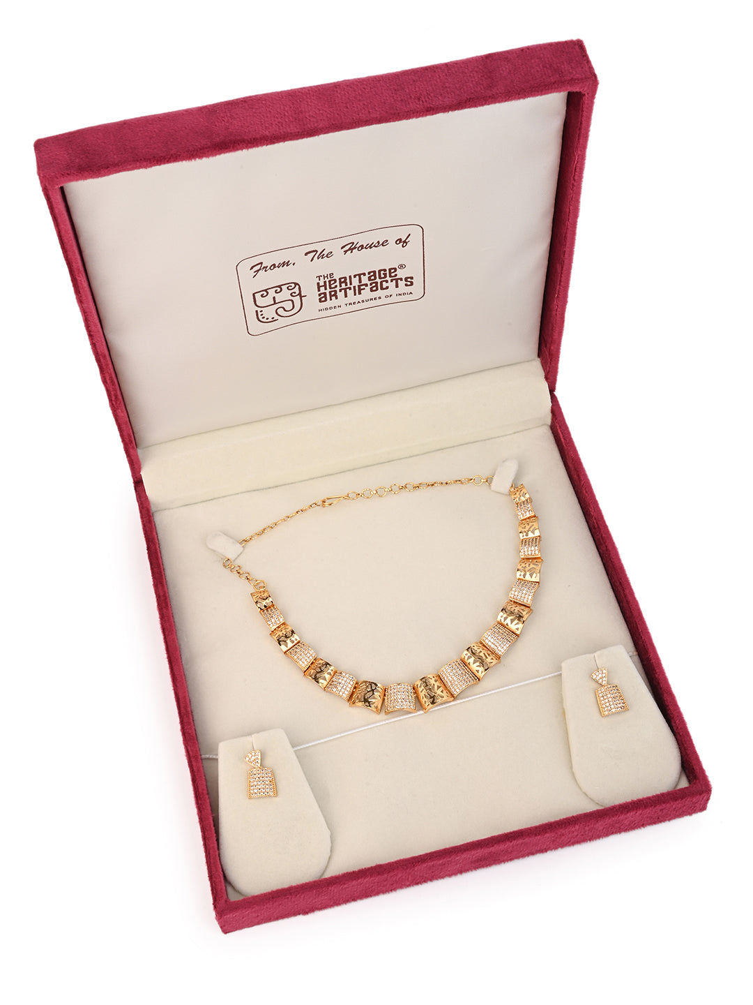 MAURYANA - Kundan mina elegant stone studded necklace with earring set - one size