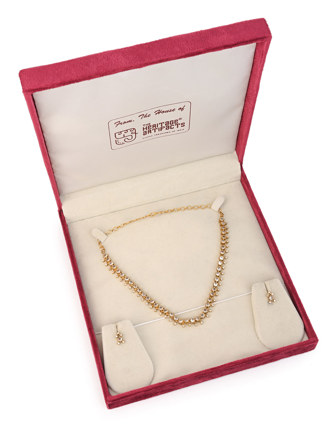 MAURYANA - Kundan mina AD stone studded necklace with earring set - one size