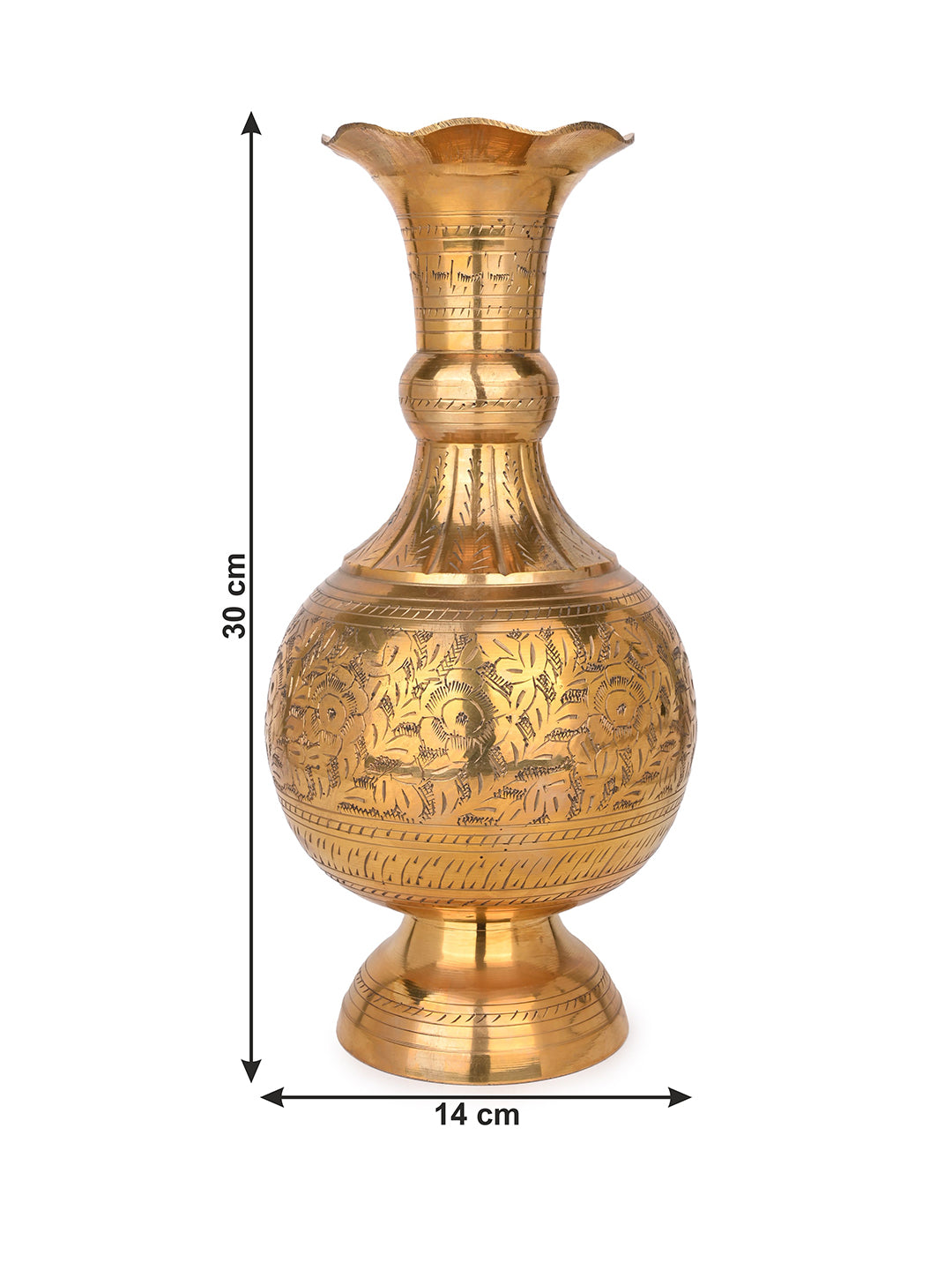 Brass crafted classic design flower vase for home office decor - 12 inches