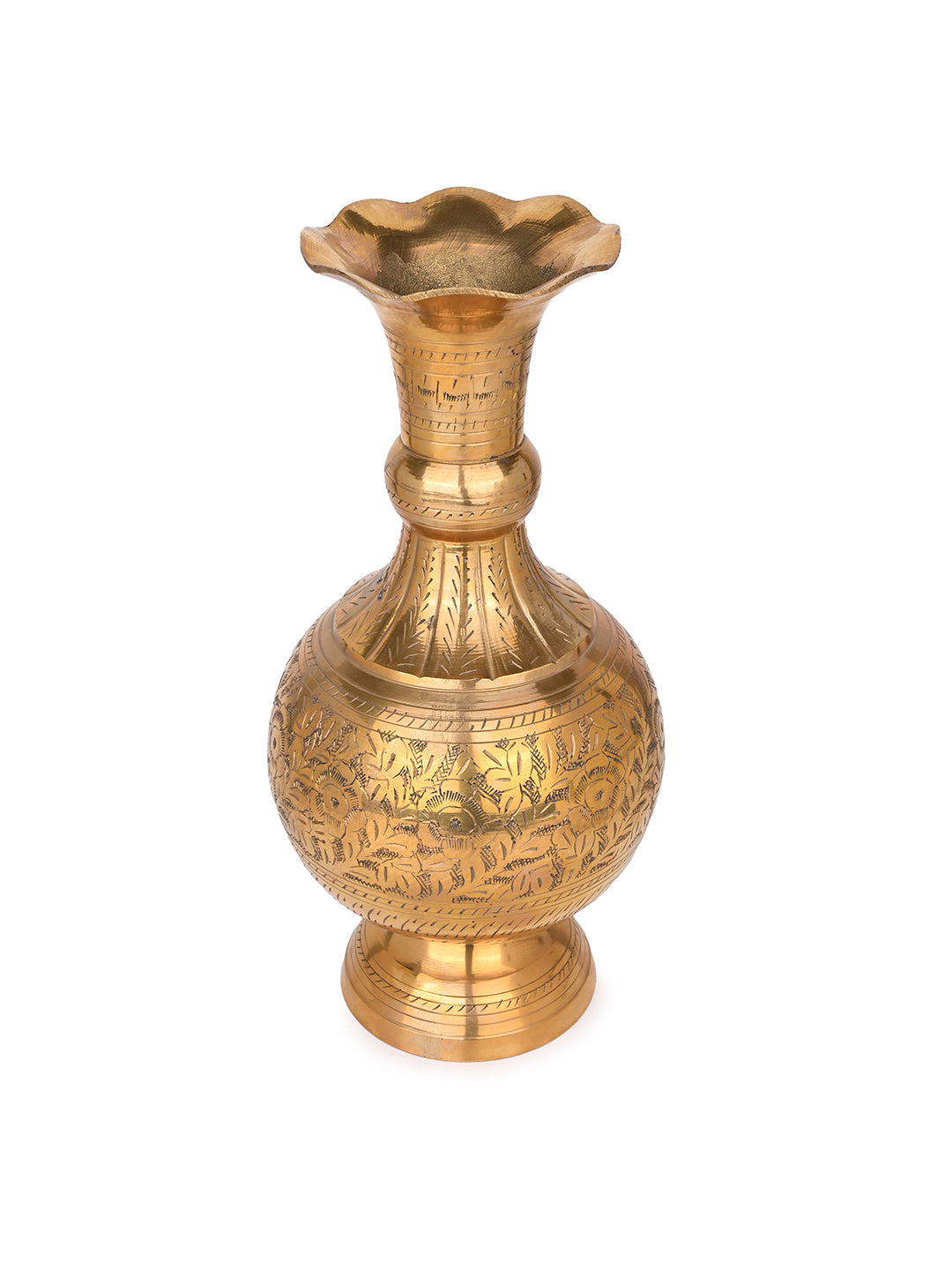 Brass crafted classic design flower vase for home office decor - 12 inches