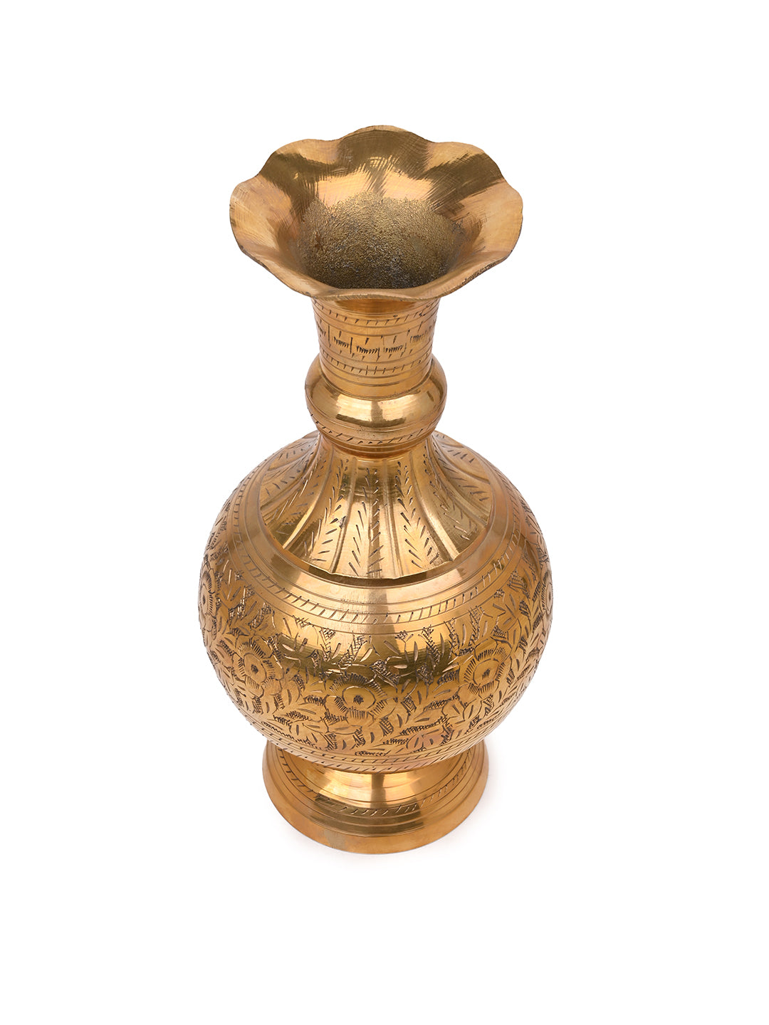 Brass crafted classic design flower vase for home office decor - 12 inches