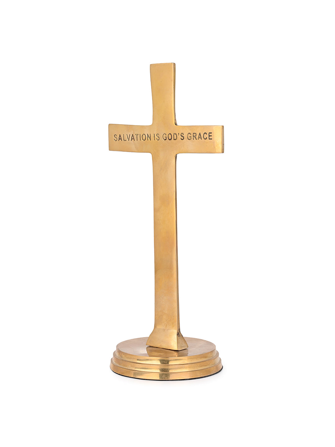 Brass crafted holy cross standing on a firm base - 8 inches