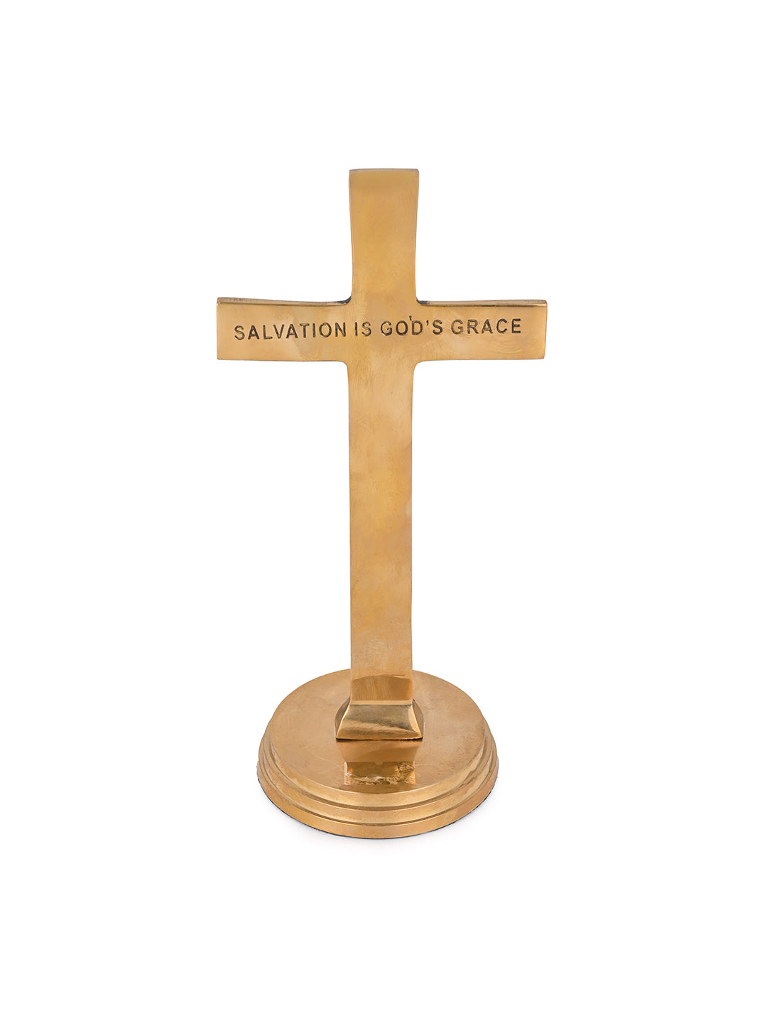 Brass crafted holy cross standing on a firm base - 8 inches