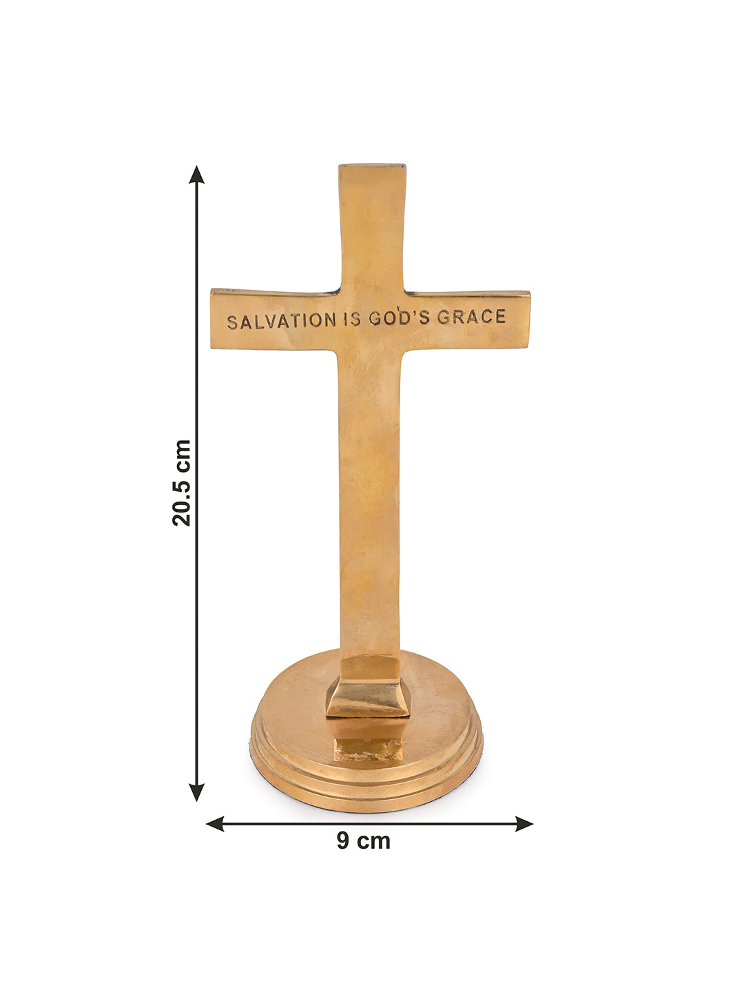 Brass crafted holy cross standing on a firm base - 8 inches