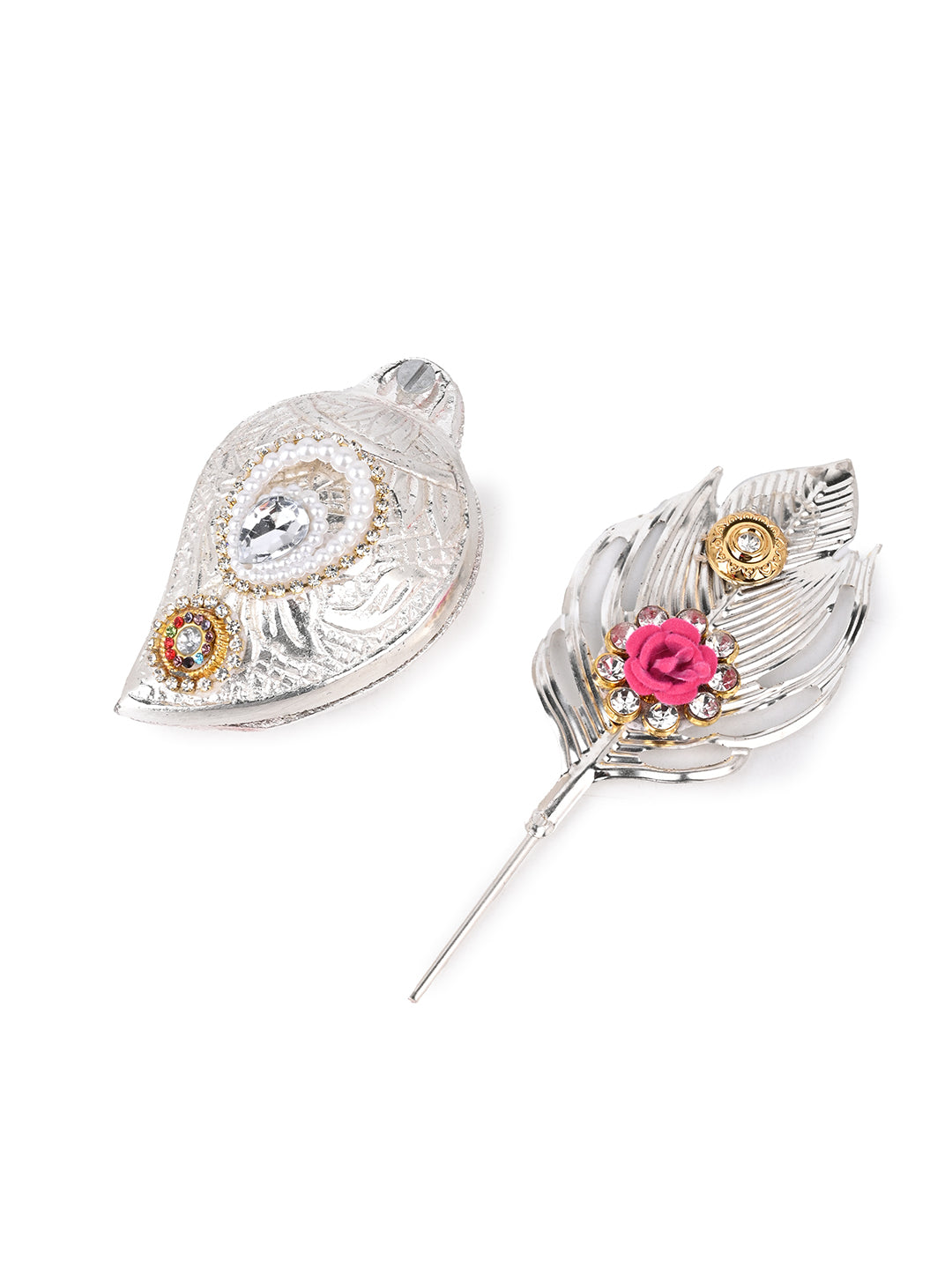 Peacock design tilak stick with sindoor box in a velvet gift box