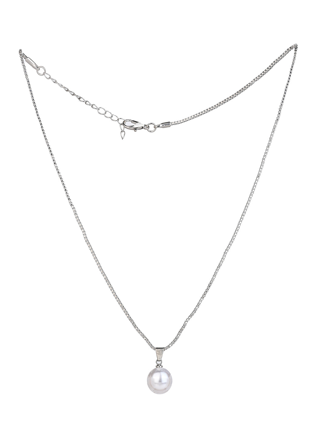 MAURYANA - Simple Subtle Artificial Pearl Pendant Necklace set with Earrings