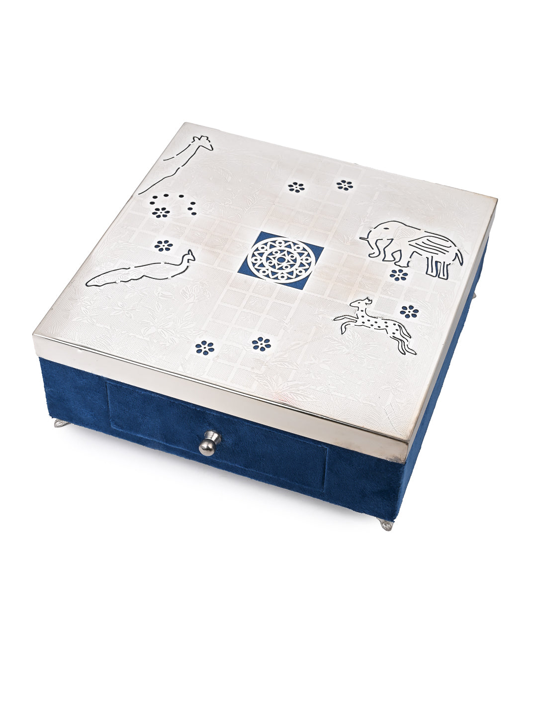 Modern unique Ludo in a wooden box with stainless steel board - 12 inches