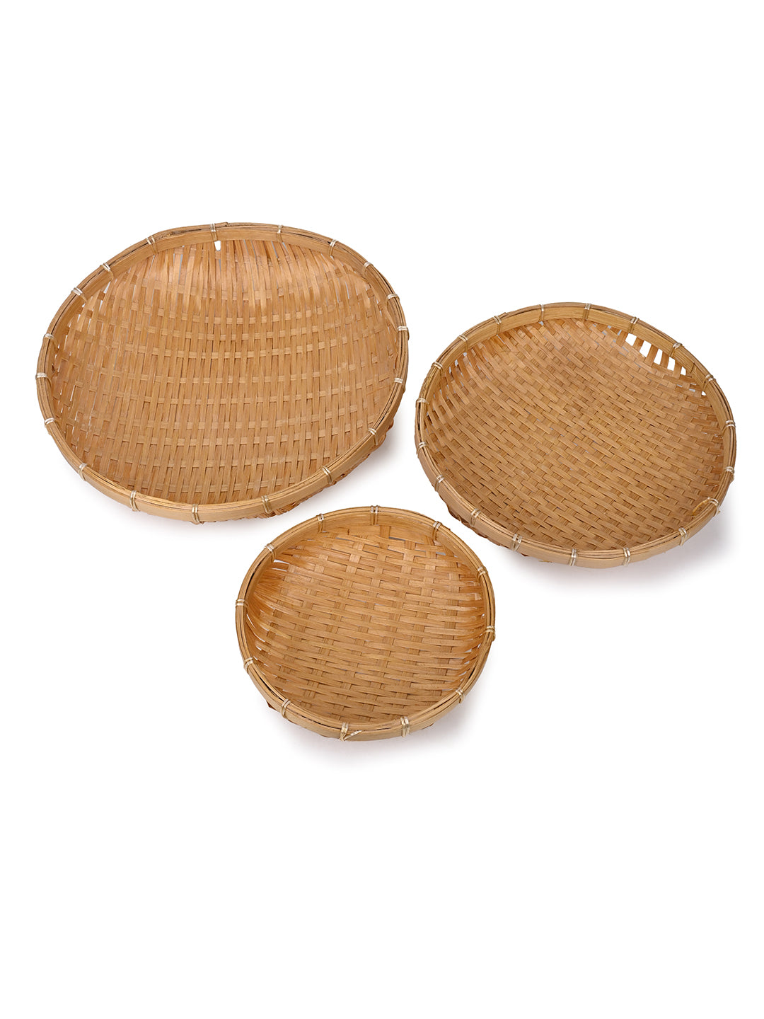 Sustainable and stylish Bamboo weave 3 pieces platter set