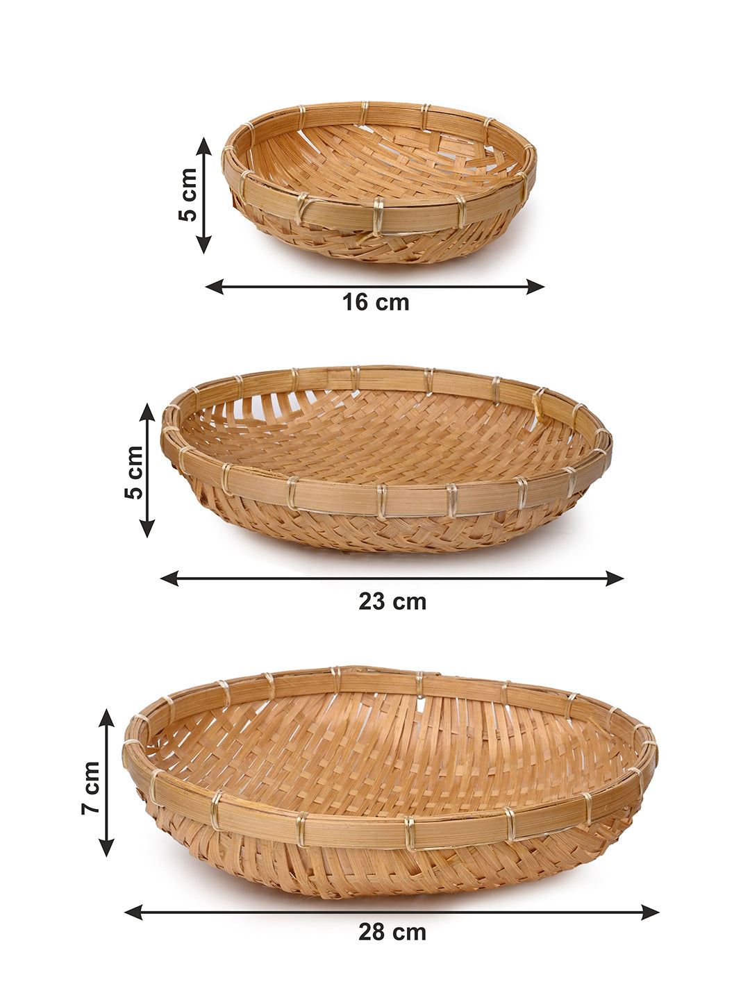 Sustainable and stylish Bamboo weave 3 pieces platter set