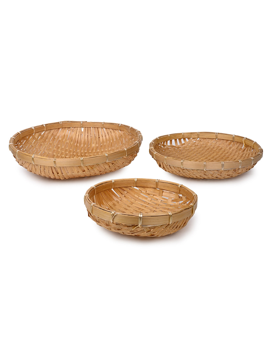 Sustainable and stylish Bamboo weave 3 pieces platter set