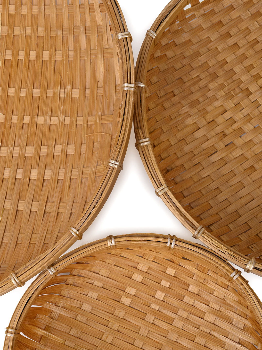 Sustainable and stylish Bamboo weave 3 pieces platter set