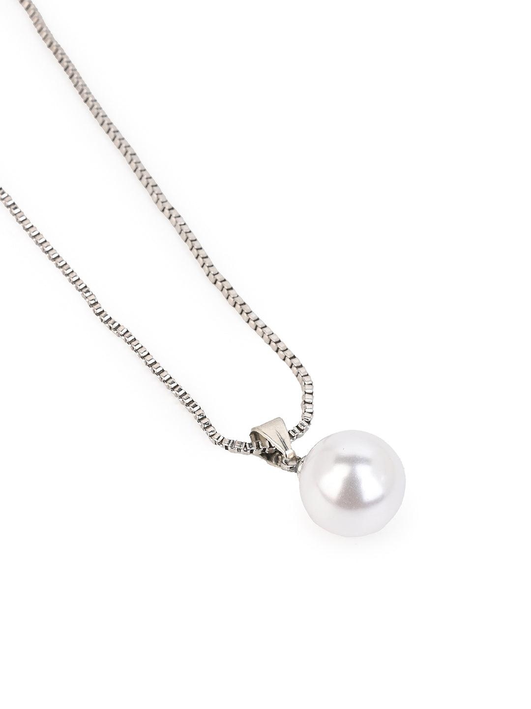 MAURYANA - Simple Subtle Artificial Pearl Pendant Necklace set with Earrings