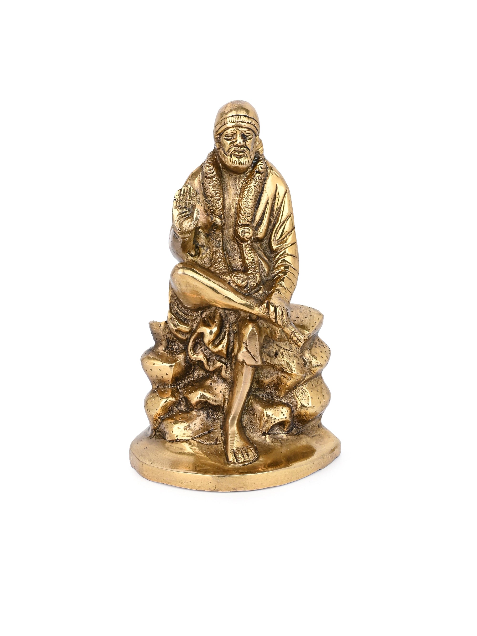 Brass Crafted Idol of Shirdi Sai Baba - 8 inches