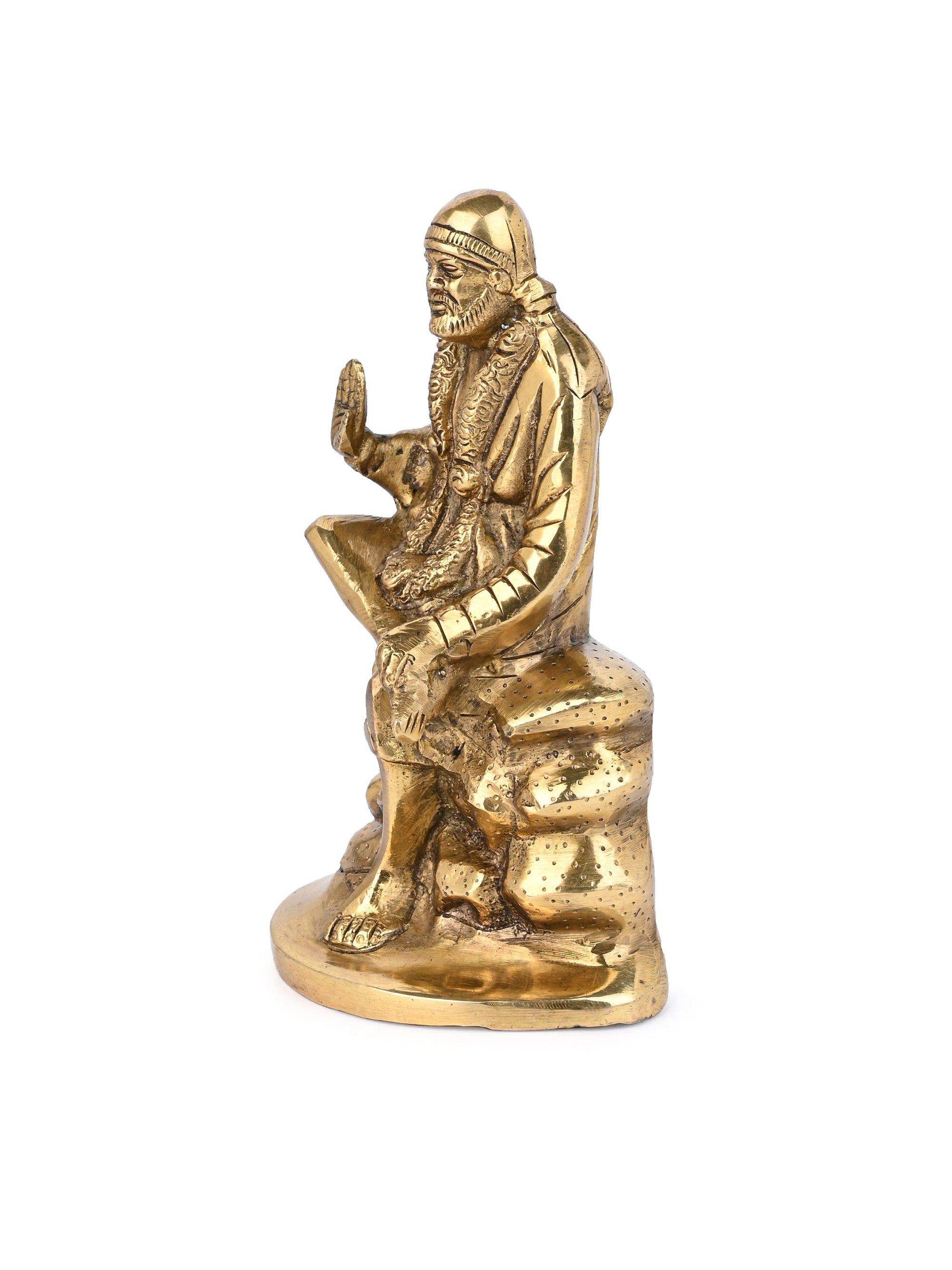 Brass Crafted Idol of Shirdi Sai Baba - 8 inches