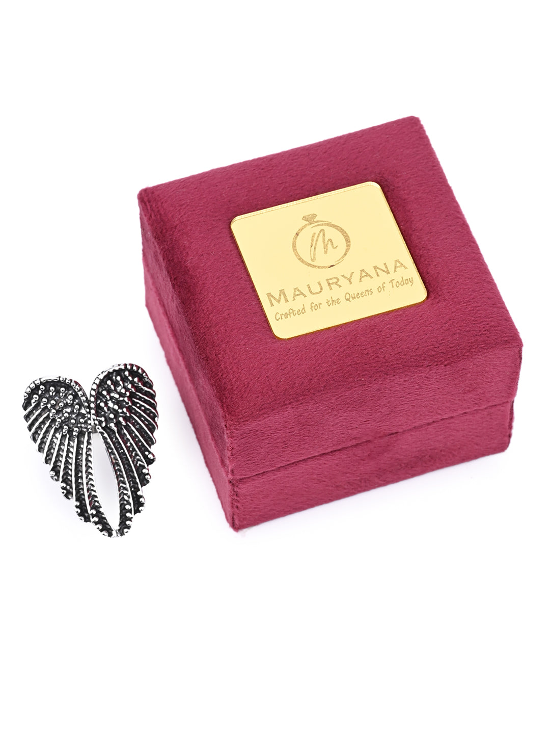 MAURYANA - Alloy Plated Wings Design Adjustable Ring, Partywear