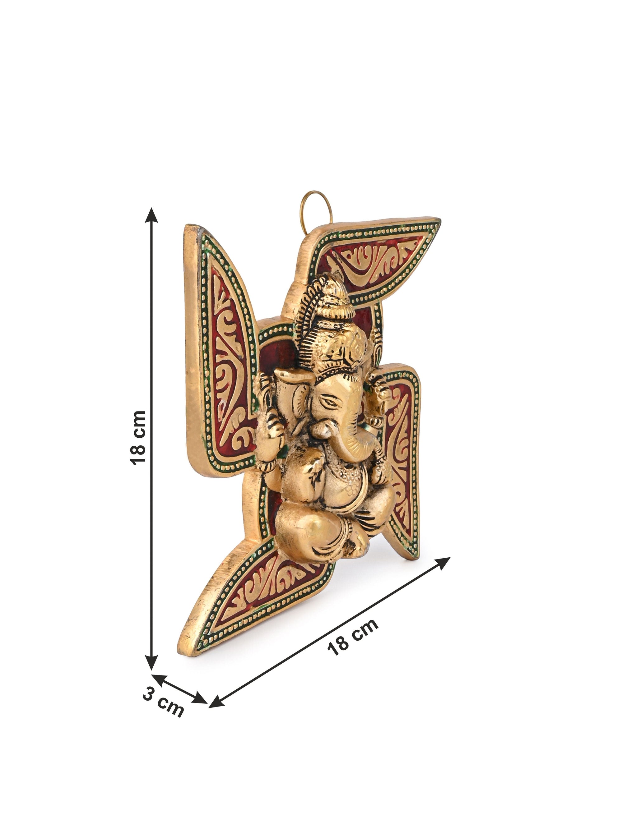 Swastik Ganesh Auspicious Hanging Wall Decor - 7 inches