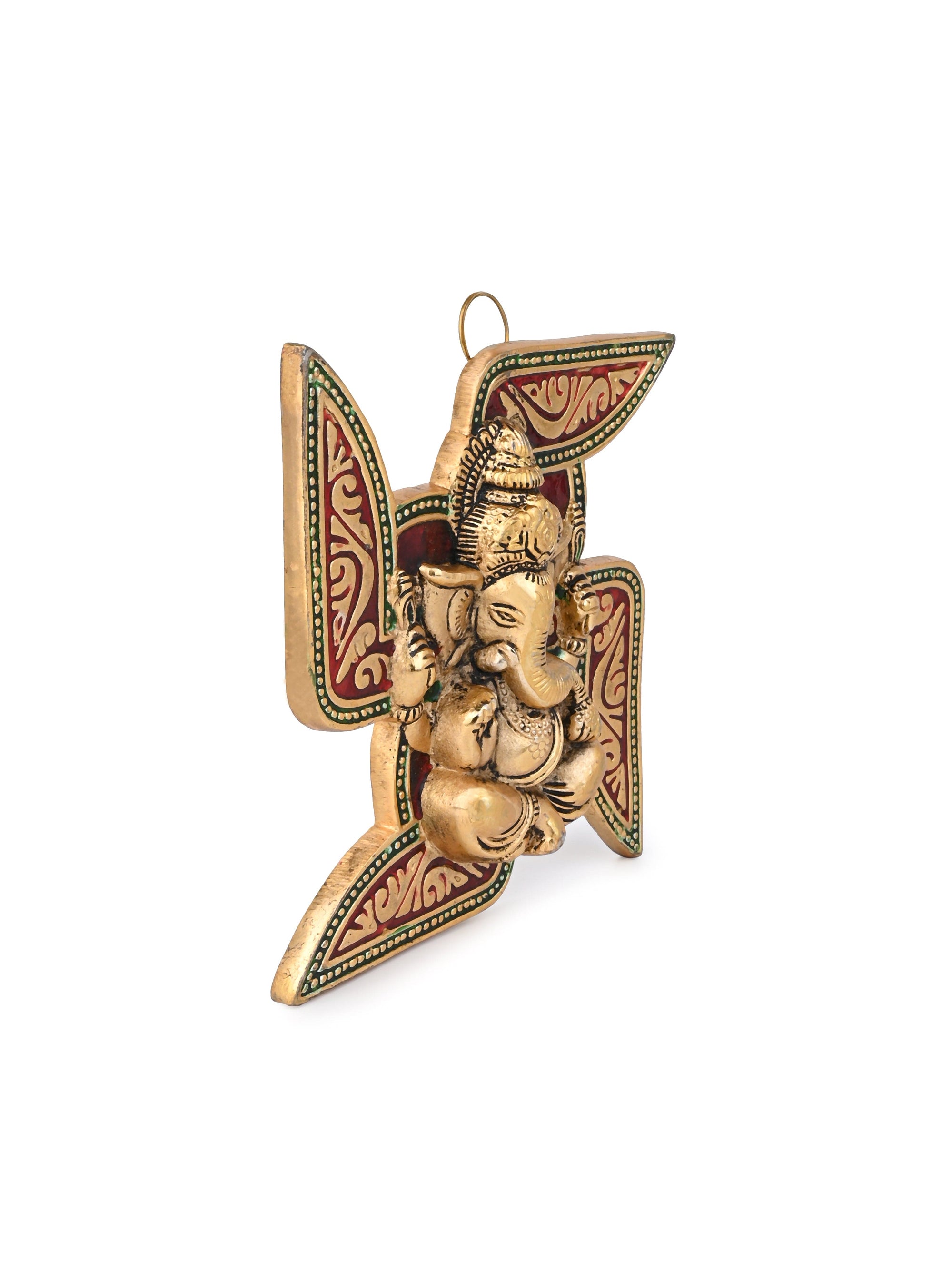 Swastik Ganesh Auspicious Hanging Wall Decor - 7 inches