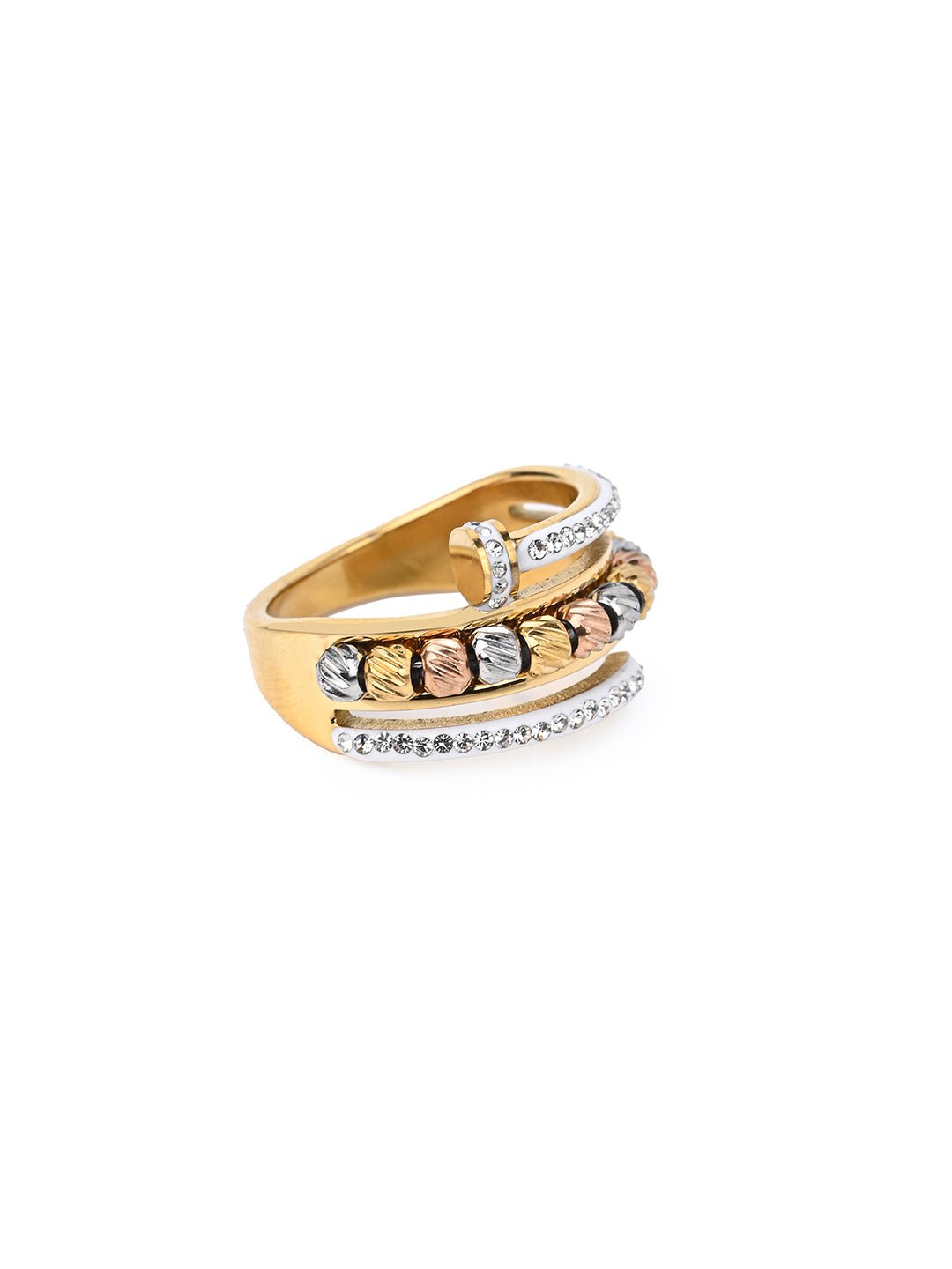 MAURYANA - Stainless Steel 18k Gold Plated Bangle with Ring Set - Stylish and Durable
