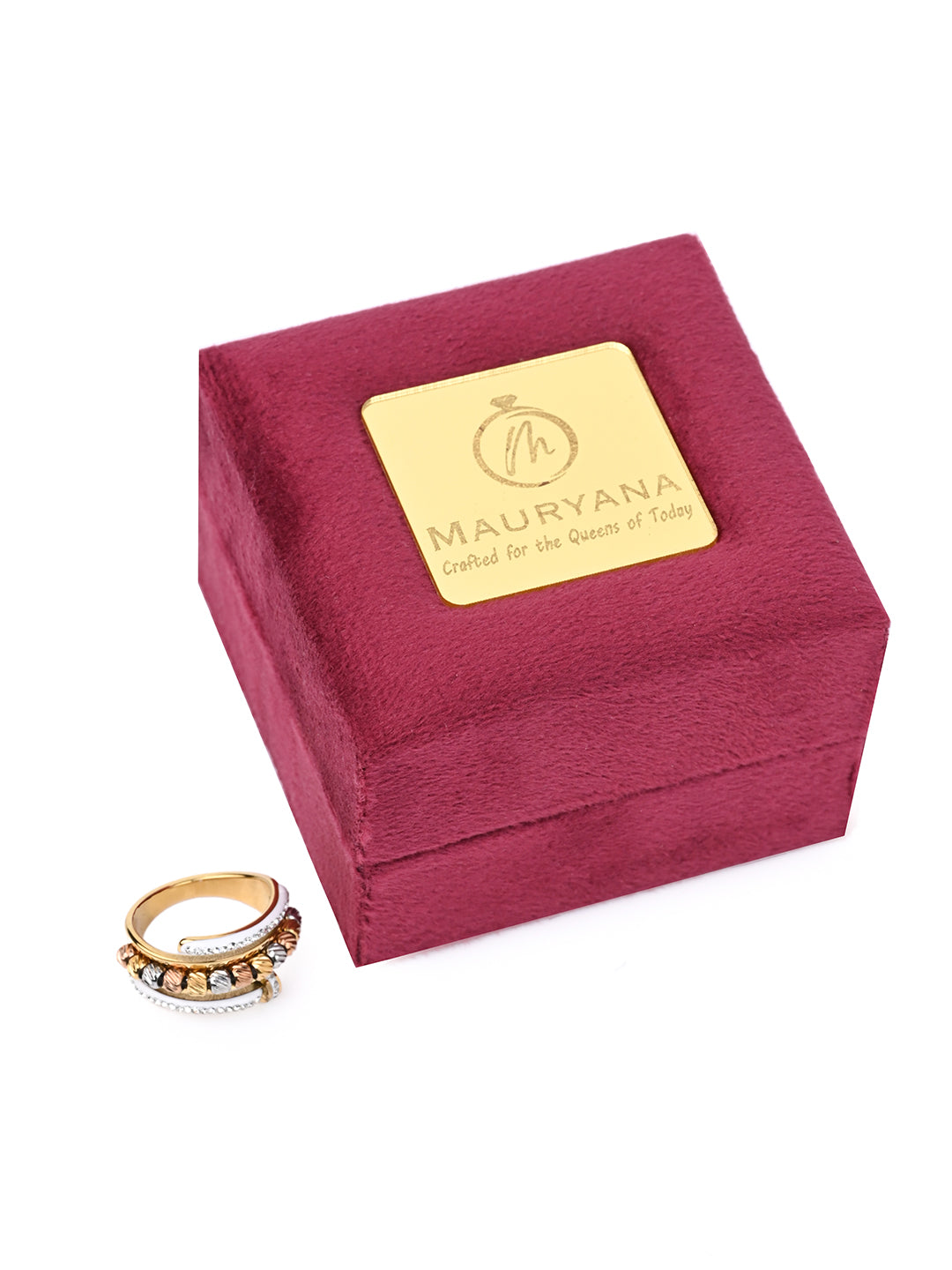 MAURYANA - Stainless Steel 18k Gold Plated Bangle with Ring Set - Stylish and Durable