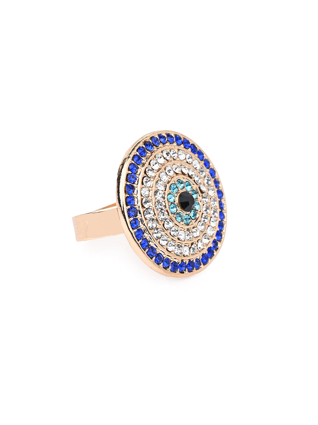 MAURYANA - Rhinestones Studded Devils Eye Retro Design Ring
