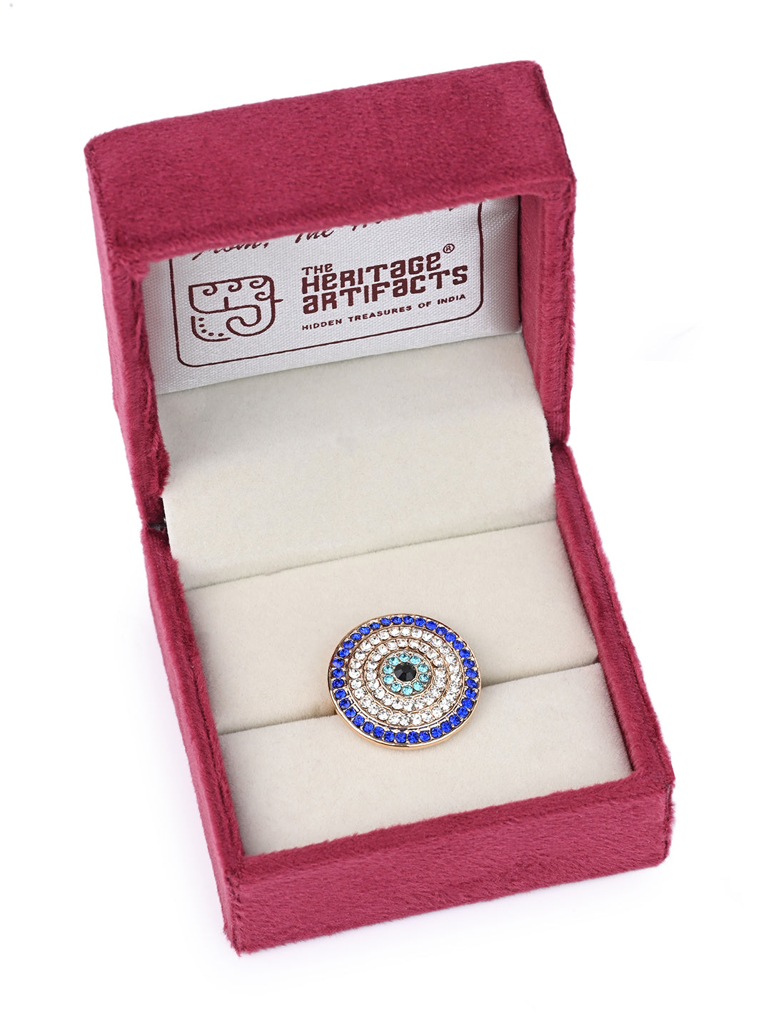 MAURYANA - Rhinestones Studded Devils Eye Retro Design Ring