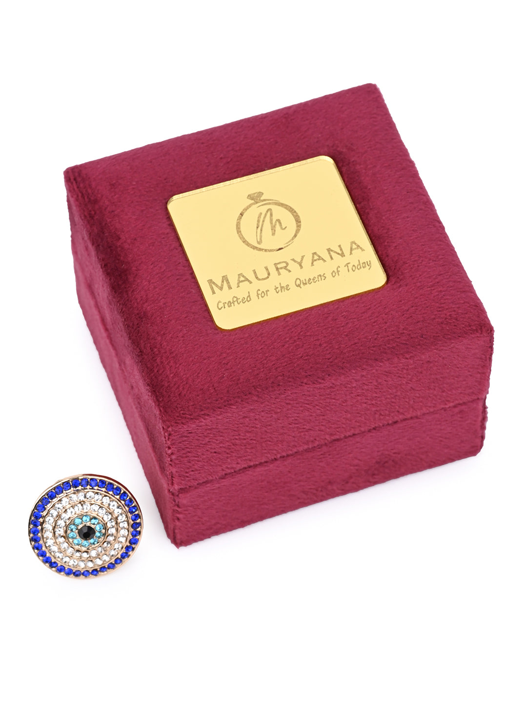 MAURYANA - Rhinestones Studded Devils Eye Retro Design Ring